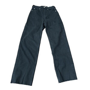 Everlane Womens Size 25 Way High Jean Black Organic Cotton Raw Edge NWT
